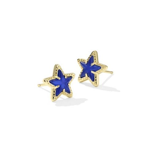 KENDRA SCOTT CASSIDY STUD EARRINGS GOLD COBALT ILLUSION