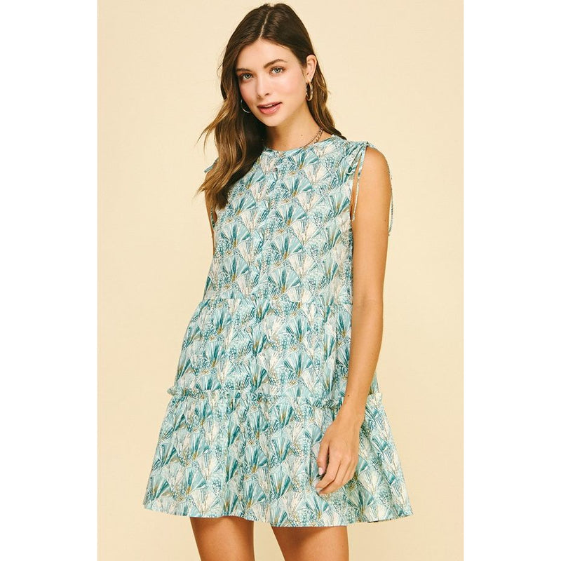seashell mini dress Kinsley Seashell Print Tiered Mini Dress