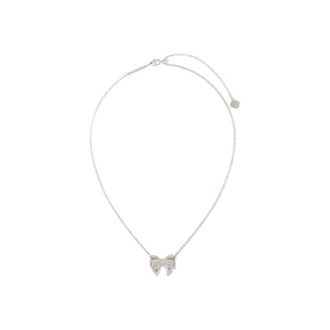 KENDRA SCOTT KRISTA BOW SHORT PENDANT NECKLACE SILVER WHITE MIX