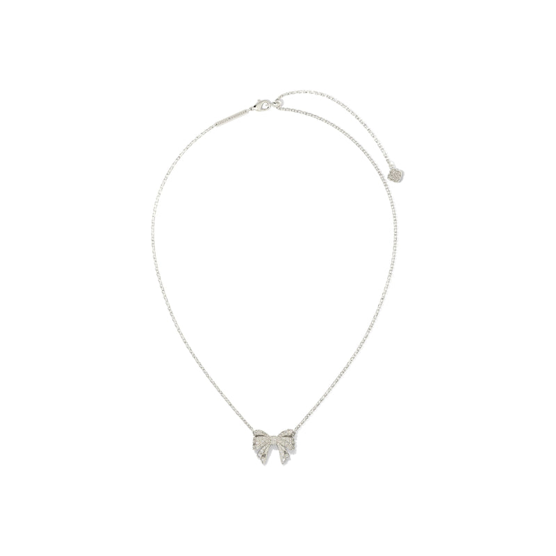 KENDRA SCOTT KRISTA BOW SHORT PENDANT NECKLACE SILVER WHITE MIX