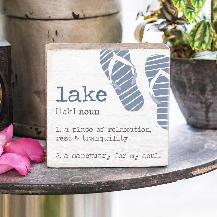 Lake Definition Decorative Wooden Block