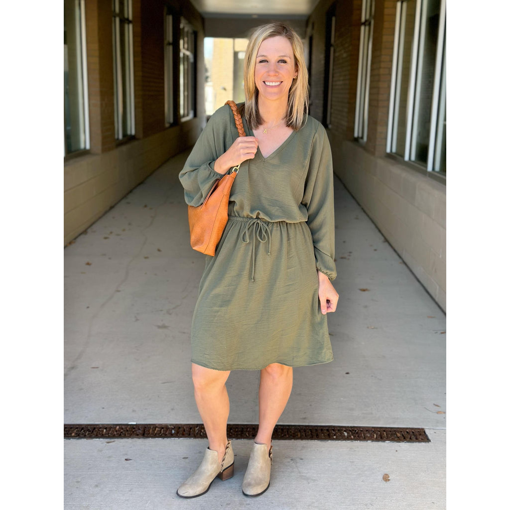 Lara Long Dolman Sleeve Dress - Olive