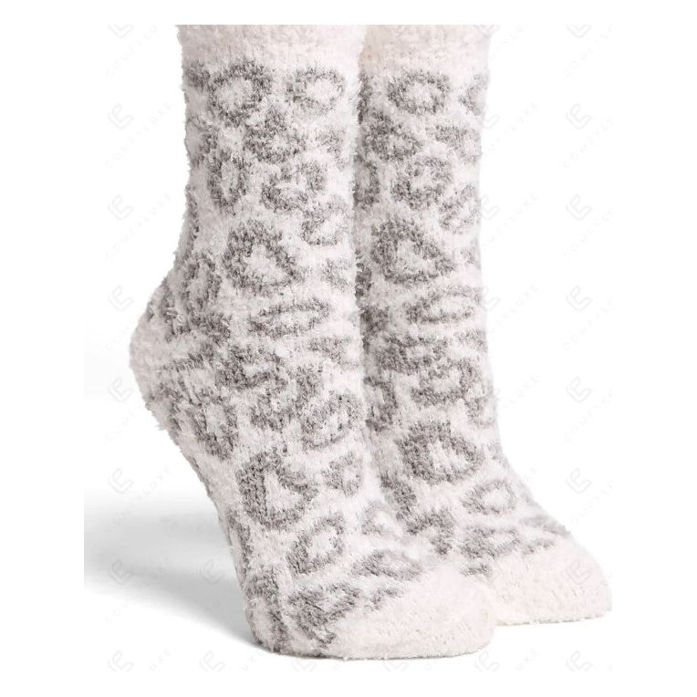 Leopard Pattern Soft Luxury Mini-Crew Socks - Gray