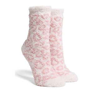 Leopard Pattern Soft Luxury Mini-Crew Socks - Pink