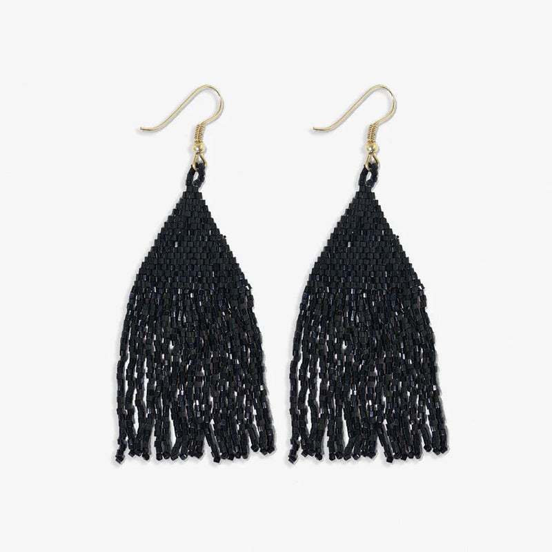 INK+ALLOY Lexie Solid Beaded Fringe Earrings Black