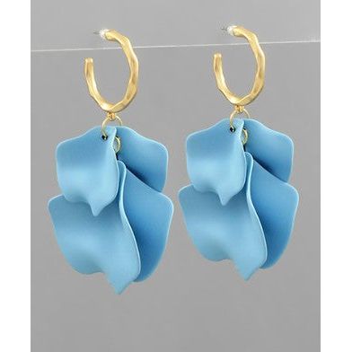 Petal Drop Earrings - Light Blue