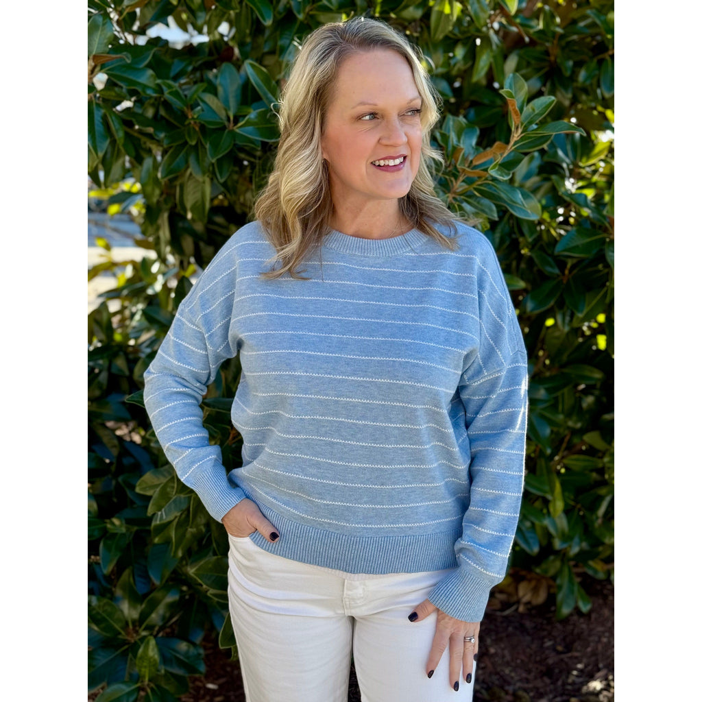 Gwynne Striped Sweater Top - Light Blue