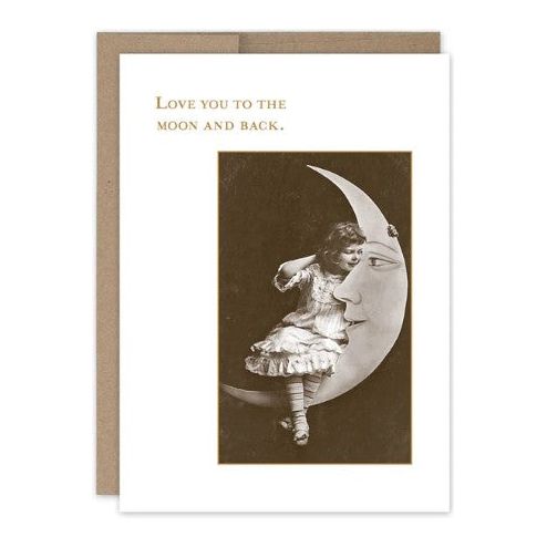 Little Girl on Moon Love Card