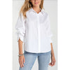 Liverpool Los Angeles Adjustable Sleeve Button Front Top - White