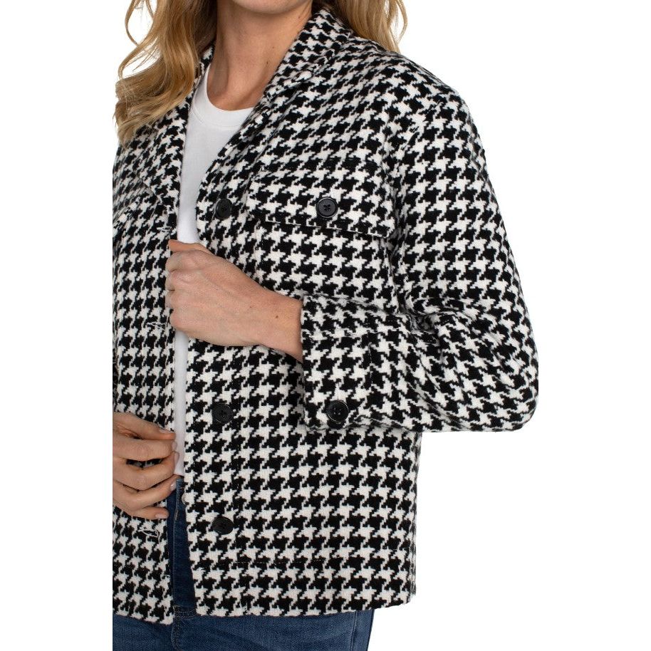 Liverpool Boxy Shacket - Black White Houndstooth