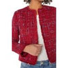 Liverpool Los Angeles Collarless Jacket with Frayed Edges - Red Multi Boucie
