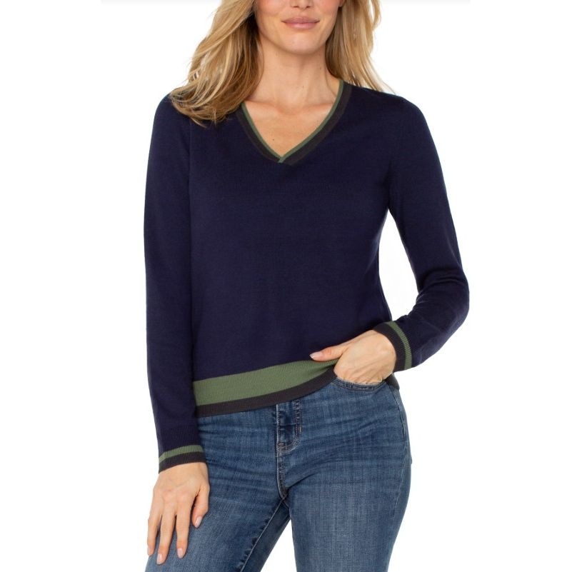 Liverpool Colorblock Sweater - Navy/Green