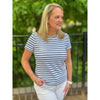 Liverpool Short Sleeve Crew Neck Classic Knit Tee - White Indigo Variegated Stripe - FINAL SALE