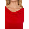 Liverpool 3/4 Sleeve Draped Neck Knit Top - Tango Red