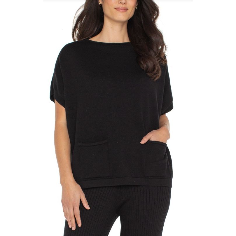 Liverpool Los Angeles Boat Neck Dolman Sweater - Black