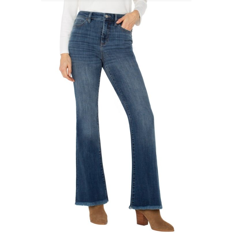 Liverpool Hannah High Rise Flare Fray Hem Jeans - Sycamore