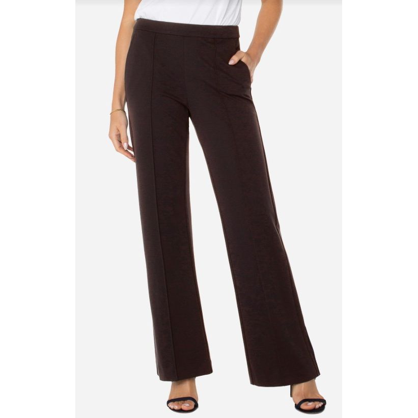 Liverpool Los Angeles Kayla Wide Leg Pull On Trouser Pants - Brown Truffle
