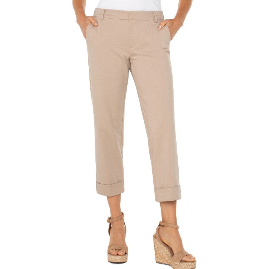 Liverpool Kelsey Knit Crop Trouser Super Stretch - Biscuit Tan