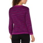 Liverpool Los Angeles Long Sleeve Boxy Boat Neck Sweater - Fuchsia Spacedye Stripe