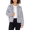 Liverpool Long Sleeve Collared Bomber Sweater Jacket - Grey Plaid