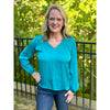 Liverpool Long Sleeve V Neck Woven Blouse - Malachite