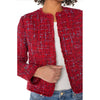 Liverpool Los Angeles Collarless Jacket with Frayed Edges - Red Multi Boucie