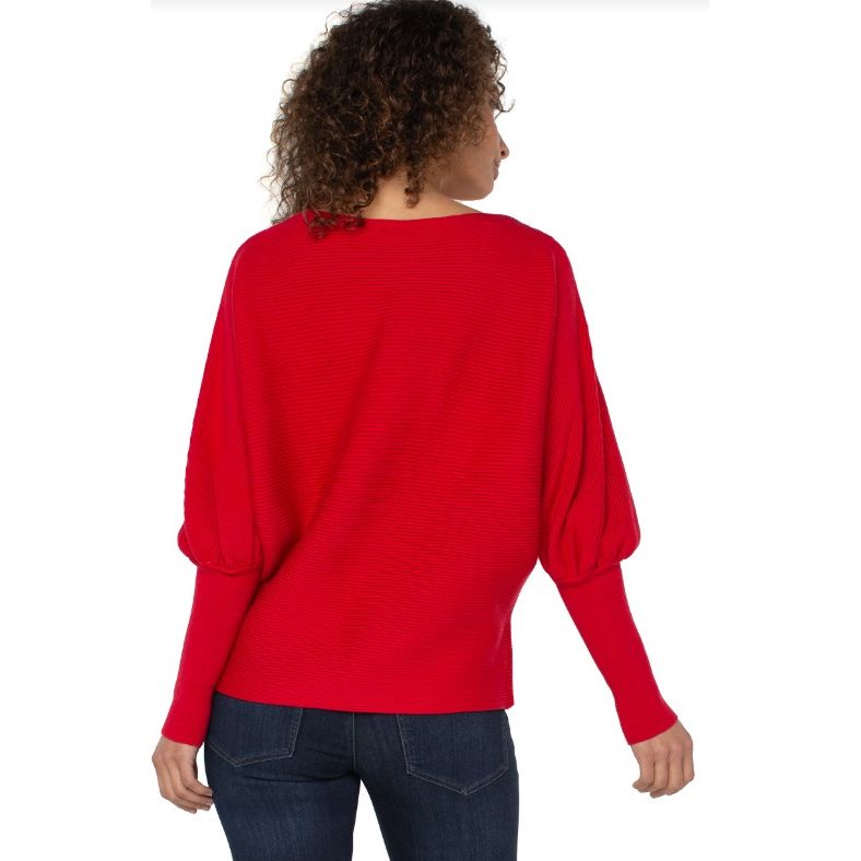 Liverpool Los Angeles Long Sleeve Boat Neck Dolman Sweater - Tango Red