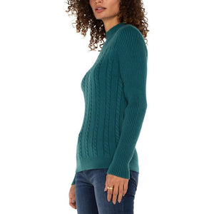 Liverpool Mock Neck Cable Sweater - Malachite