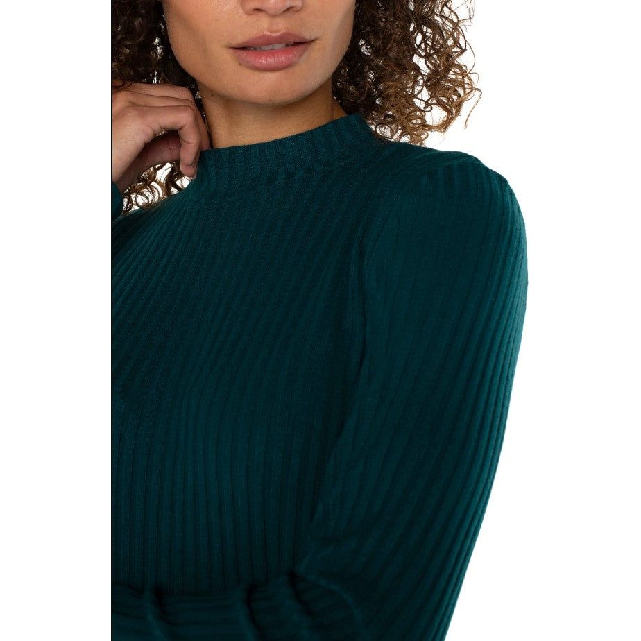 Liverpool Mock Neck Long Sleeve Knit Top -  Dark Forest