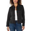 Liverpool Los Angeles Peplum Hem Trucker Jacket-Onyx