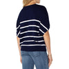 Liverpool Short Sleeve Dolman V-Neck Sweater - Navy White Stripe