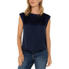 Liverpool Sleeveless Woven Knit Top - Dark Navy