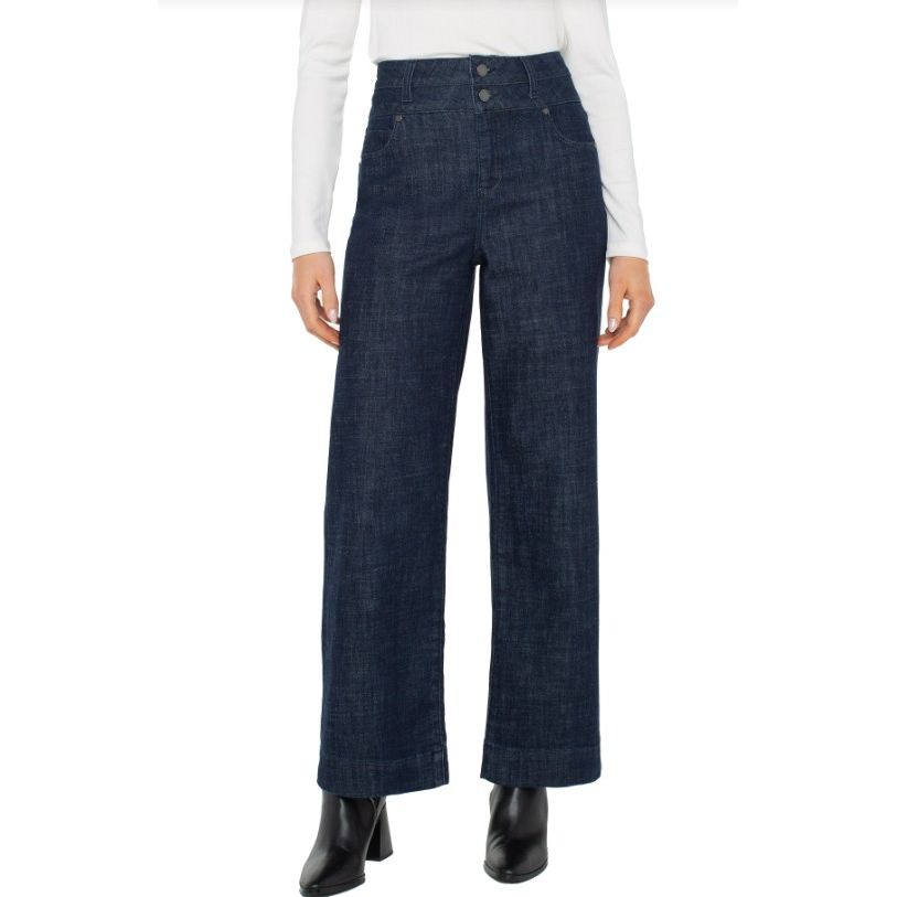 Liverpool Stride High Rise Wide Leg Jeans - Indigo Rinse