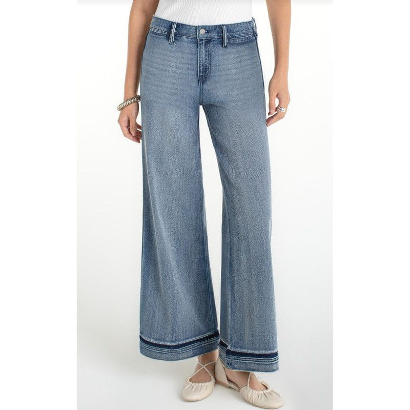 Liverpool Los Angeles Super Stride Wide Leg Shadow Cuff Jeans - Reflection