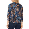 Liverpool Los Angeles 3/4 Sleeve V-neck Woven Blouse - Blue Multi Ikat
