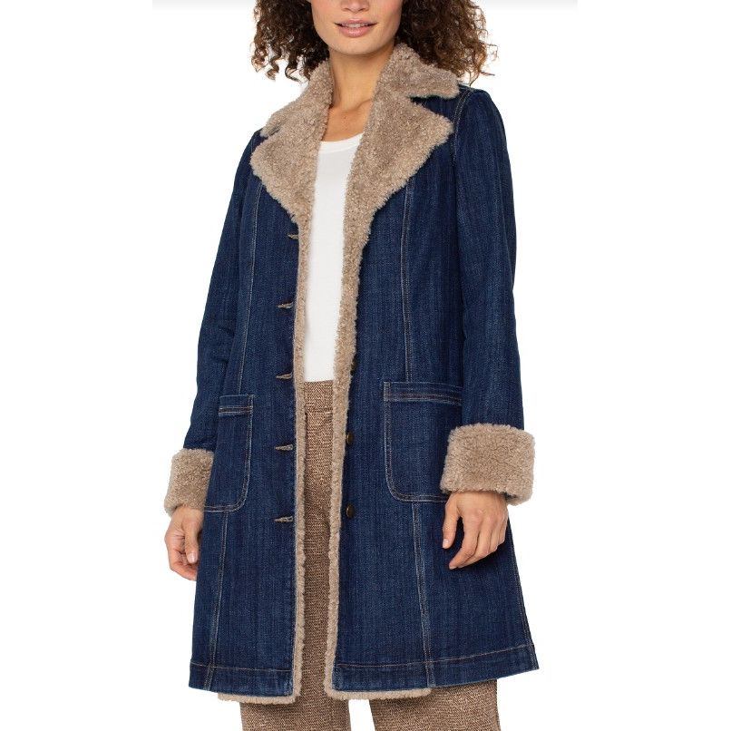 Liverpool Sherpa Trimmed Notch Collar Jacket - Rinse Wash