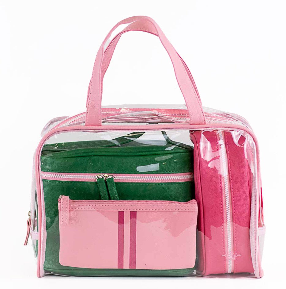 Livie Travel Gift Set - Pink/Kelly Green
