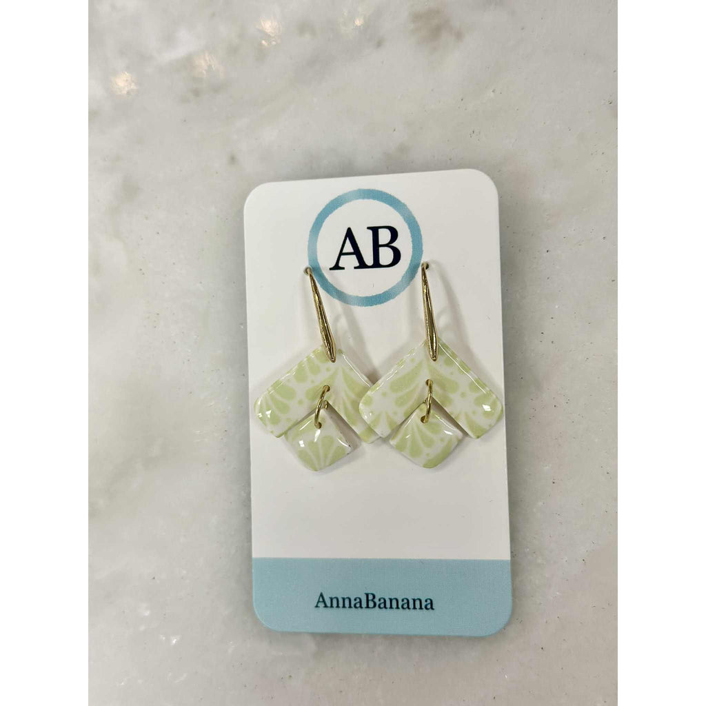 Liza Earrings - Green/White