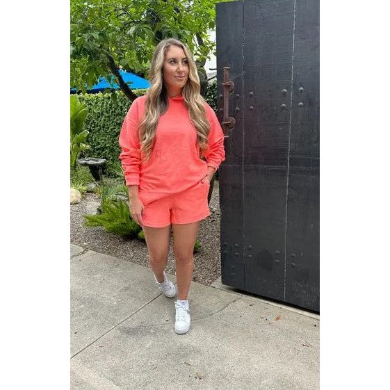 Darya Luxe Corded Shorts - Coral - FINAL SALE