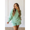 Kai Luxe Corded Hooded Sweatshirt - Mint