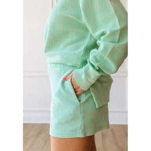 Darya Luxe Corded Shorts - Mint - FINAL SALE