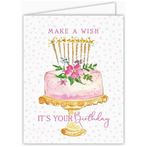 Make a Wish It's Your Birthday Pink Cake Greeting Card