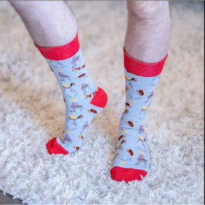 Men's BBQ Socks - Gray/Red/Yellow