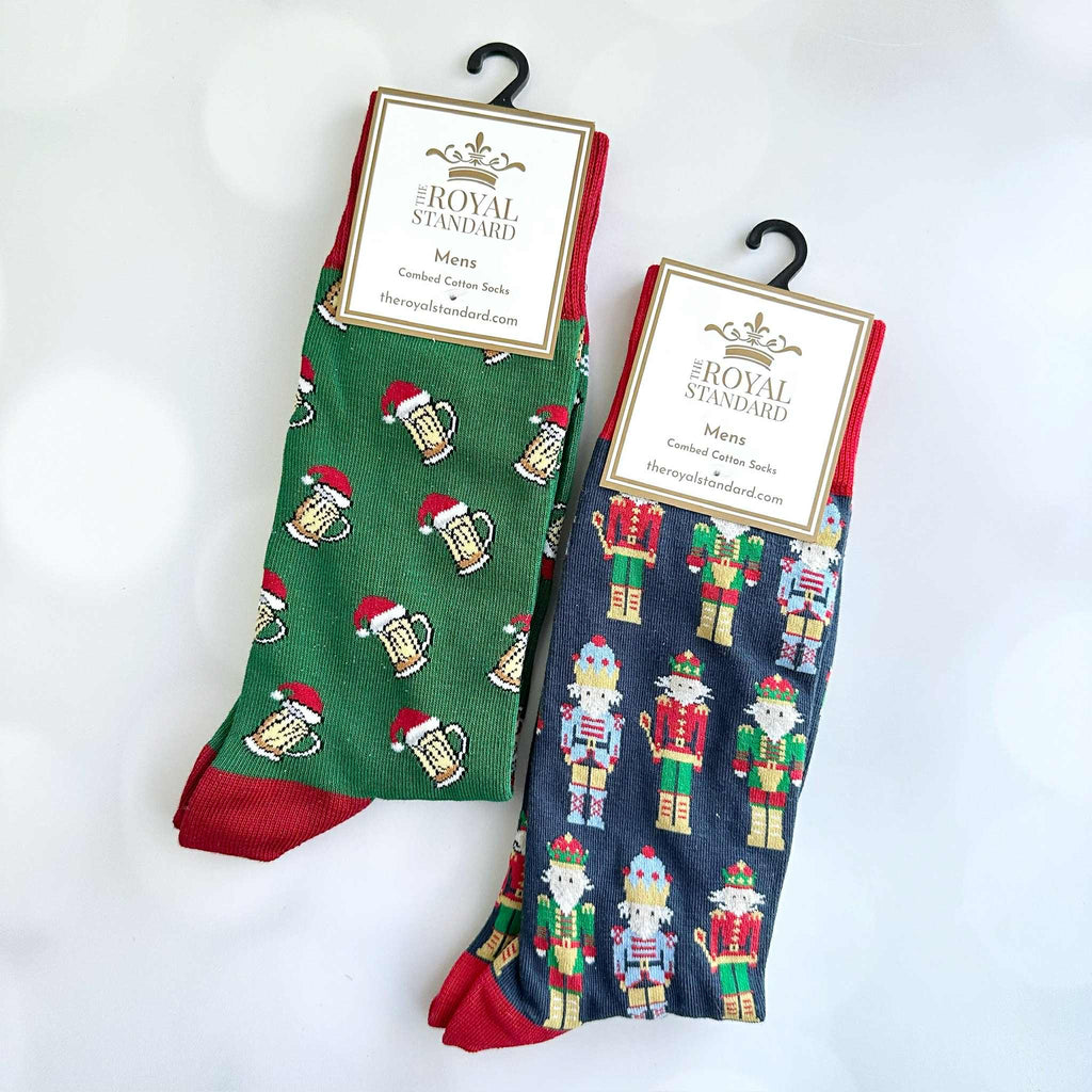 Men's Christmas Beer Socks - Green/Red