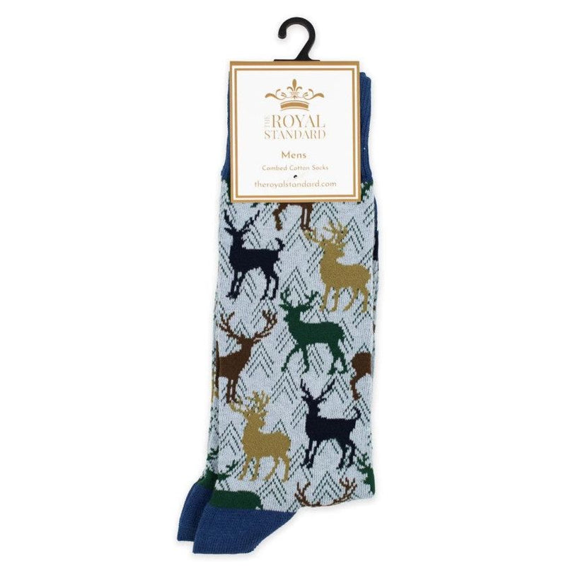 Men's Stag Socks - Gray/Navy/Green