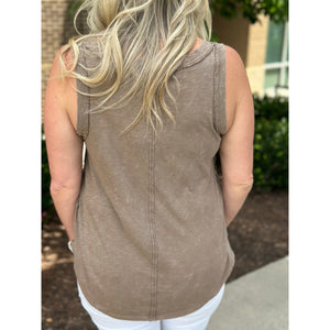 Grace and Lace Mineral Washed Tank - Hickory - FINAL SALE