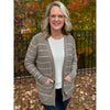 Nikki Classic Striped Cardigan with Front Pockets - Mocha