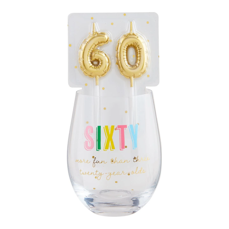 60th Birthday Wine Glass Set