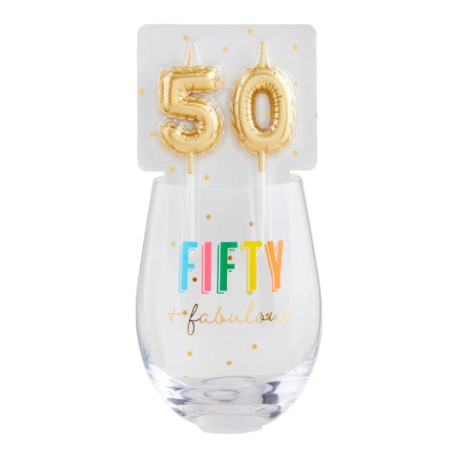 50th Birthday Wine Glass Set