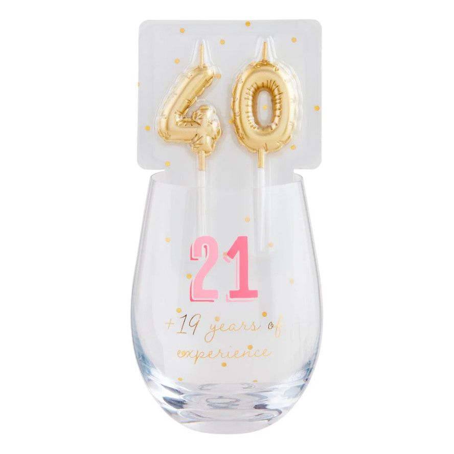 40th Birthday Wine Glass Set